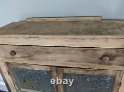 Antique Primitive Pie Safe Punched Tin Cabinet Cupboard Rustic Wood