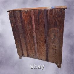 Antique Primitive Pine Cupboard with Glass Doors & Large Drawer -Country Farmhouse