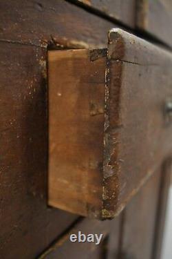 Antique Primitive Rustic Brown Distressed Painted Corner Cupboard Cabinet 77