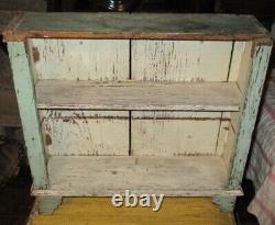 Antique Primitive Shelf Hanging or Stand OLD Original CHIPPY Green & Cream Paint