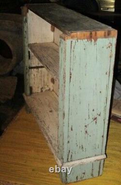 Antique Primitive Shelf Hanging or Stand OLD Original CHIPPY Green & Cream Paint