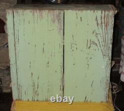 Antique Primitive Shelf Hanging or Stand OLD Original CHIPPY Green & Cream Paint