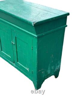 Antique Primitive Small Dry Sink Cabinet Cupboard Old Green Paint 1860