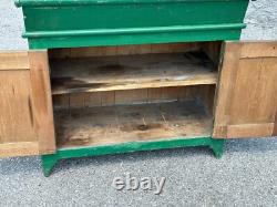 Antique Primitive Small Dry Sink Cabinet Cupboard Old Green Paint 1860
