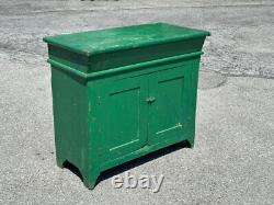 Antique Primitive Small Dry Sink Cabinet Cupboard Old Green Paint 1860
