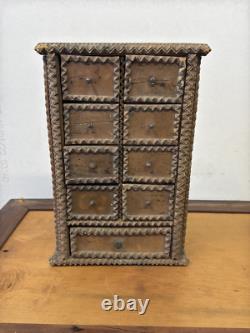 Antique Primitive Tramp Art Hanging Spice Cabinet Apothecary Collectors 1890
