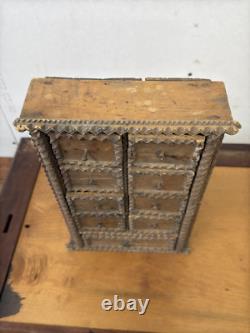 Antique Primitive Tramp Art Hanging Spice Cabinet Apothecary Collectors 1890