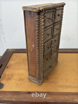 Antique Primitive Tramp Art Hanging Spice Cabinet Apothecary Collectors 1890