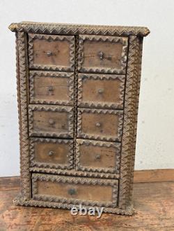 Antique Primitive Tramp Art Hanging Spice Cabinet Apothecary Collectors 1890