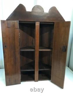 Antique Primitive Wall Mounted Corner Cabinet, 23 3/4 Tall x 11 1/4 Deep