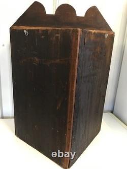 Antique Primitive Wall Mounted Corner Cabinet, 23 3/4 Tall x 11 1/4 Deep