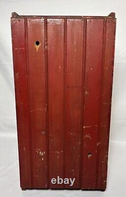 Antique Primitive Wood Cabinet Medicine First Aid Old Red Paint Glass Door 28