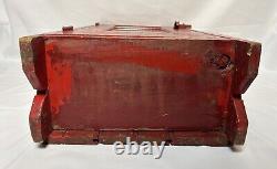 Antique Primitive Wood Cabinet Medicine First Aid Old Red Paint Glass Door 28