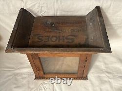 Antique Primitive Wood Tramp Art Folk Art Medicine Cabinet Box Case Glass Door