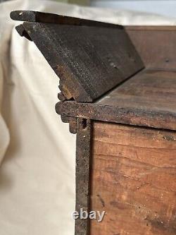 Antique Primitive Wood Tramp Art Folk Art Medicine Cabinet Box Case Glass Door