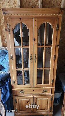 Antique Primitive country cupboard double door & drawer china cabinet 1880's