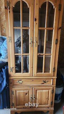 Antique Primitive country cupboard double door & drawer china cabinet 1880's