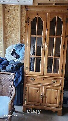 Antique Primitive country cupboard double door & drawer china cabinet 1880's