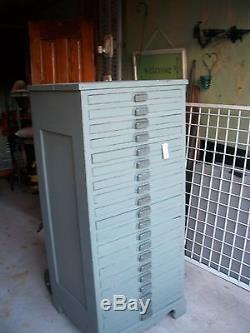 Antique Printers Type Chest Letterpress Cabinet