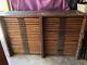 Antique Printers Type Tray Cabinet Double Row 40 Drawers With Hamilton Handles