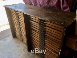 Antique Printers Type Tray CABINET double row 40 drawers with Hamilton Handles