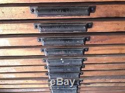 Antique Printers Type Tray CABINET double row 40 drawers with Hamilton Handles