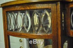 Antique Quarter Sawn Oak China Buffet Cabinet with Beveled Glass Circa 1910