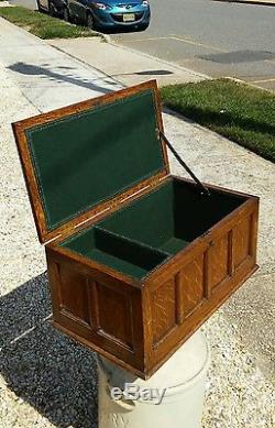 Antique Quarter Sawn Oak Fitted Silver or Religious Chest