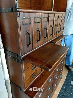 Antique Quarter Sawn Oak Globe Co. Stack File Cabinet, 5 stack, circa 1890-1910