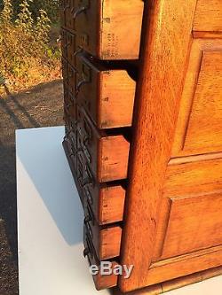 Antique Quarter-Sawn Oak Library Bureau Sole Makers 30 Drawer Index File Cabinet