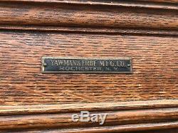 Antique Quarter Sawn Oak Yawman & Erbe File Card Catalog Apothecary Cabinet 6 FT