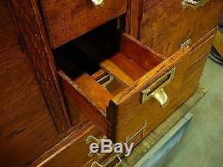 Antique Quarter-Sawn Tiger-Oak Library Card Catalog File Cabinet, 14 Dr FABULOUS