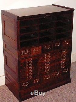 Antique Quarter-Sawn Tiger-Oak Library Card Catalog File Cabinet, 31 dr FABULOUS