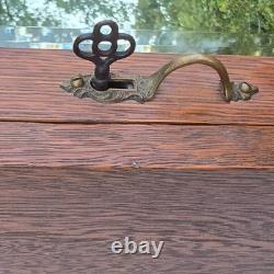 Antique QuarterSawn Oak Medicine Apothecary Cabinet withBeveled Mirror Towel & Key
