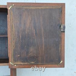 Antique QuarterSawn Oak Medicine Apothecary Cabinet withBeveled Mirror Towel & Key