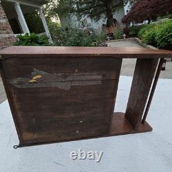 Antique QuarterSawn Oak Medicine Apothecary Cabinet withBeveled Mirror Towel & Key