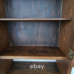 Antique QuarterSawn Oak Medicine Apothecary Cabinet withBeveled Mirror Towel & Key
