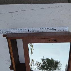 Antique QuarterSawn Oak Medicine Apothecary Cabinet withBeveled Mirror Towel & Key