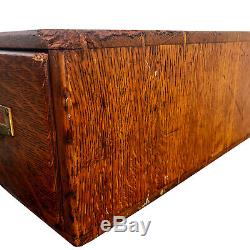Antique Quartered Oak 2 Drawer Apothecary Desk Top Library File Cabinet