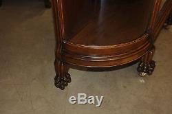 Antique Quartersawn Oak 4 Curve Glass Carved Canopy Face Clawfoot China Cabinet