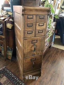 Antique Quartersawn Oak 6 Over 2 Drawers File Cabinet, Chest, Card File, Library