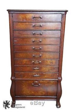 Antique Quartersawn Oak Cash Register Stand Apothecary Cabinet Chest 10 drawer