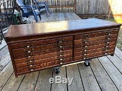Antique Quartersawn Oak Document Chest File Cabinet, 12 Drawers, Apothecary