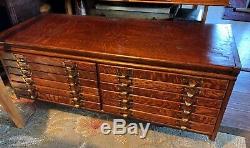Antique Quartersawn Oak Document Chest File Cabinet, 12 Drawers, Apothecary