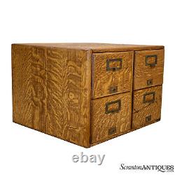 Antique Quartersawn Oak Library Card Catalog 4-Drawer File Box by Macey