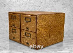 Antique Quartersawn Oak Library Card Catalog 4-Drawer File Box by Macey