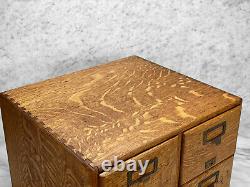 Antique Quartersawn Oak Library Card Catalog 4-Drawer File Box by Macey