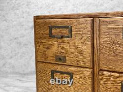 Antique Quartersawn Oak Library Card Catalog 4-Drawer File Box by Macey