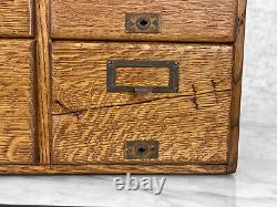 Antique Quartersawn Oak Library Card Catalog 4-Drawer File Box by Macey