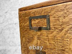 Antique Quartersawn Oak Library Card Catalog 4-Drawer File Box by Macey